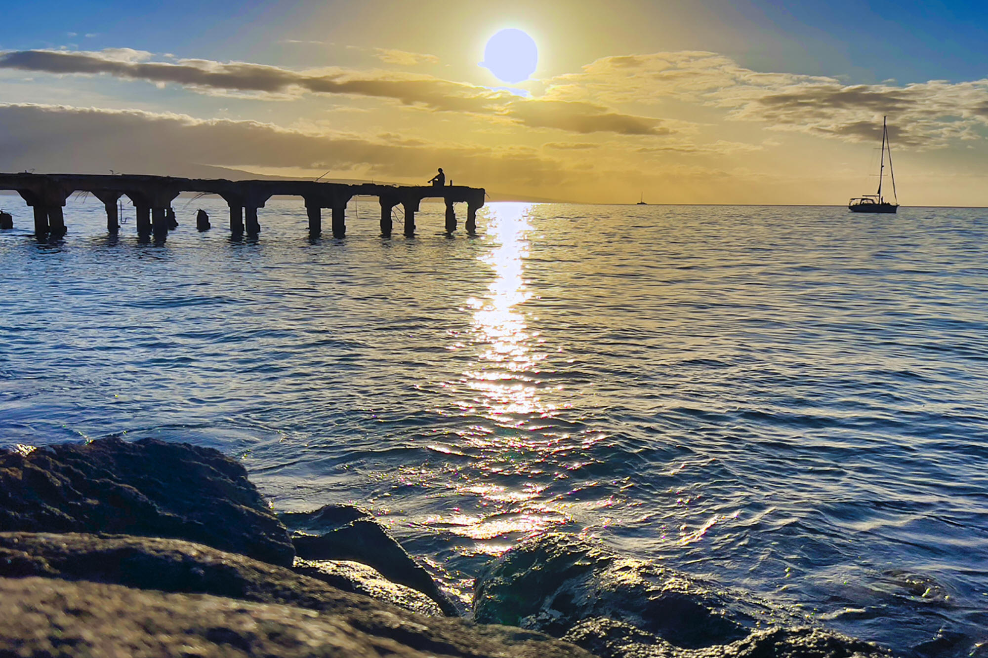 Maui Pier at Sunset by Skip Weeks