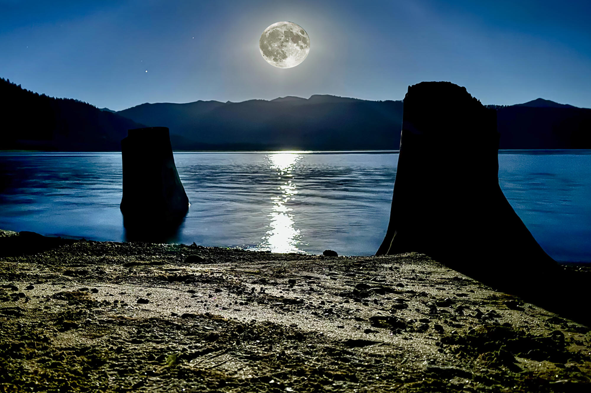 Super Moon Over Little Payette Lake by Skip Weeks